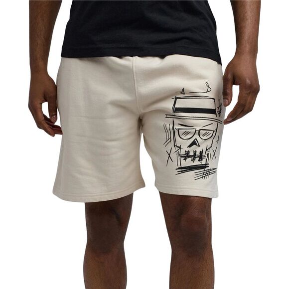 Reason Walter White Skull Graphic Fleece Shorts Men’s XXL 2XL Cream Beige - Picture 1 of 9